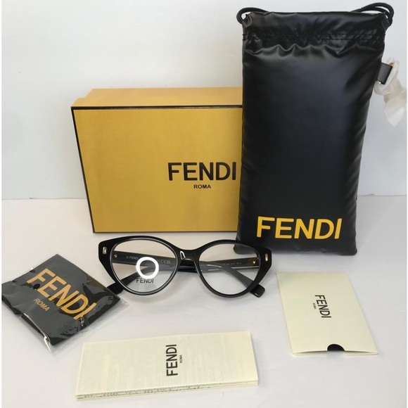 💯 - Authentic New Fendi Demo Cat Eye Ladies Eyeglasses FE50020I 001 53. - Picture 8 of 14